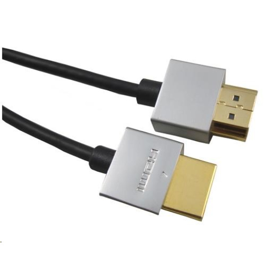 Kábel PREMIUMCORD Slim HDMI, 1 m, High Speed + Ethernet (v1.4), pozlátené konektory