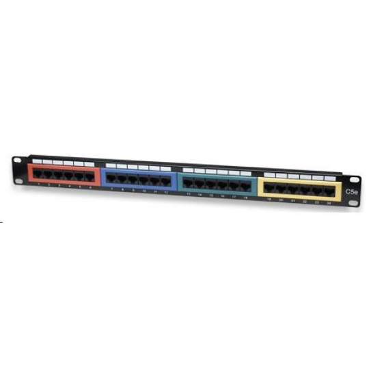 Intellinet Patch panel, 19", Cat5e, 24 portov, UTP, 1U, farebný, čierny