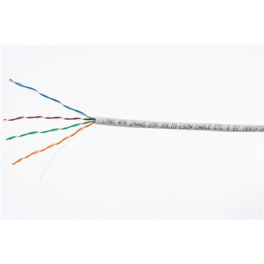 UTP kabel LYNX, Cat5E, drát, LS0H, Dca, šedý, 305m