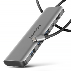 AXAGON HMC-5H, USB 5Gbps hub, 3x USB-A, HDMI 4k/30Hz, PD 100W, kábel USB-C 100cm