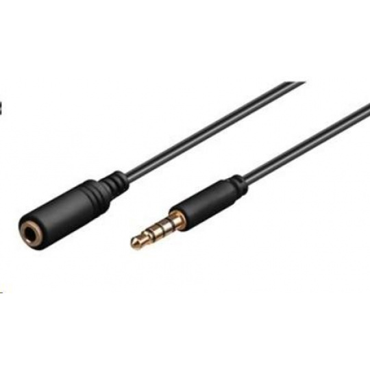 PREMIUMCORD kábel Jack 3,5 mm 4 pin M/F 3 m pre Apple iPhone, iPad, iPod