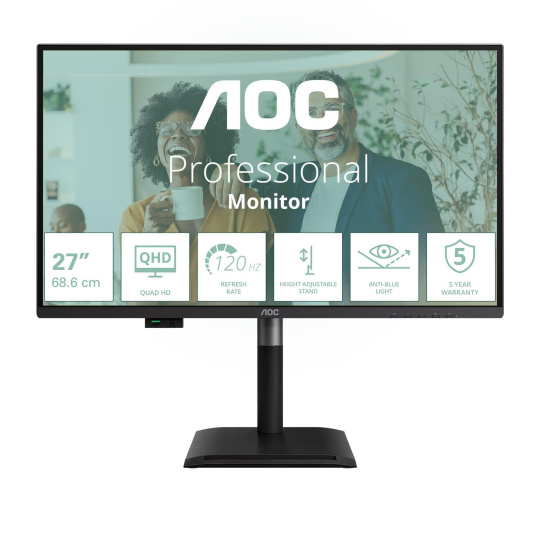 AOC MT IPS LCD WLED 27" Q27P4CV - IPS panel, 2560x1440, 120Hz, HDMI, DP, RJ45, USB-C, USB Hub, Pivot, repro AOC MT IPS LCD WLED 27" Q27P4CV - IPS panel, 2560x1440, 120Hz, HDMI, DP, RJ45, USB-C, USB Hub, Pivot, repro