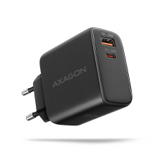 AXAGON ACU-PQ45 GaN nabíjačka do siete 45W, 2x port (USB-A + USB-C), PD3.0/PPS/QC4+/SFC 2.0/AFC/Apple