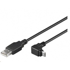 Kábel USB PREMIUMCORD 2.0 Spojovací uhol A-Micro B 90 stupňov 1.8 m (čierna)