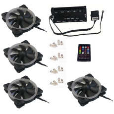 EUROCASE ventilátor RGB 120mm (Turbine blade, FullControl Led), set 4ks + controller EUROCASE ventilátor RGB 120mm (Turbine blade, FullControl Led), set 4ks + controller