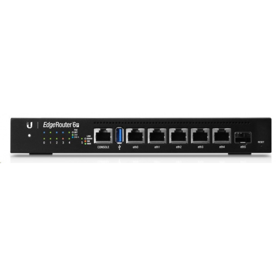 UBNT EdgeMAX EdgeRouter 6 PoE [1GHz štvorjadrový CPU, 1GB RAM, PoE, EdgeOS, 5 gigabitových portov + 1xSFP slot, bez ventilátora]