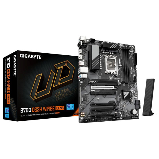 GIGABYTE MB Sc LGA1700 B760 DS3H WIFI6E GEN5, Intel B760, 4xDDR5, 1xDP, 1xHDMI, WiFi GIGABYTE MB Sc LGA1700 B760 DS3H WIFI6E GEN5, Intel B760, 4xDDR5, 1xDP, 1xHDMI, WiFi