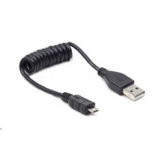 Kábel USB GEMBIRD 2.0 A-Micro B prepojka 0,60 m (čierna, krútená) Kábel USB GEMBIRD 2.0 A-Micro B prepojka 0,60 m (čierna, krútená)