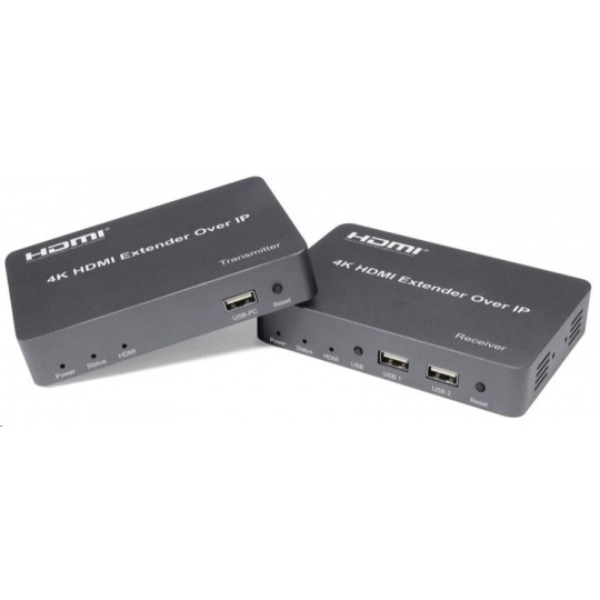 PREMIUMCORD HDMI extender s USB na 150 m cez IP, bez oneskorenia