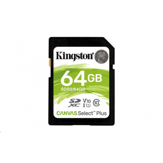 Kingston 64GB SecureDigital Canvas Select Plus (SDXC) 100R Class 10 UHS-I