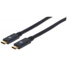 Kábel Manhattan USB-C, USB 3.1, Gen 1, USB-C samec na USB-C samec, 5 Gb/s, 2 m, čierna