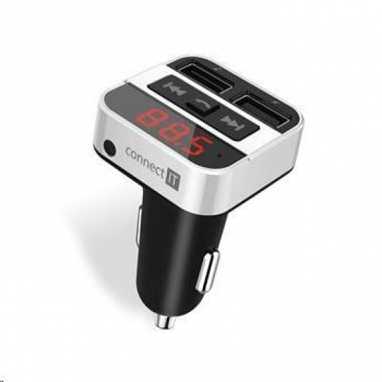 CONNECT IT InCarz Bluetooth transmitter, 2x USB 3,1A, strieborná