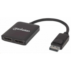 Manhattan Hub, MST hub, DisplayPort na duálny DisplayPort (M/F), 4K@30Hz, čierny Manhattan Hub, MST hub, DisplayPort na duálny DisplayPort (M/F), 4K@30Hz, čierny