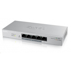 Zyxel GS1200-5HPv2 5-portový stolový gigabitový webový inteligentný PoE switch, 4x PoE+ GbE, PoE 60W, bez ventilátora