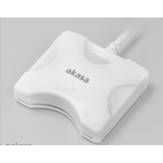 Čítačka kariet AKASA AK-CR-03WHV2 externá, USB 2.0, podpora elektronického preukazu a karty SMART, biela