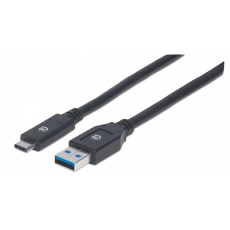 MANHATTAN SuperSpeed kábel USB-C na USB, 3 m, čierny MANHATTAN SuperSpeed kábel USB-C na USB, 3 m, čierny