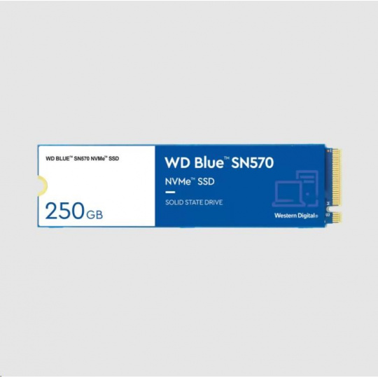 WD BLUE NVMe SSD 250GB PCIe SN 570, Gen3 8Gb/s, (R:3300, W:1200MB/s)