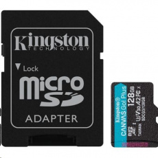 Kingston MicroSDXC karta 128GB Canvas Go! Plus, R:170/W:90MB/s, Class 10, UHS-I, U3, V30, A2 + Adaptér