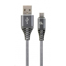 GEMBIRD CABLEXPERT USB 2.0 Kábel AM na typ C (AM/CM), 1 m, opletený, sivý a biely, blister, PREMIUM KVALITA GEMBIRD CABLEXPERT USB 2.0 Kábel AM na typ C (AM/CM), 1 m, opletený, sivý a biely, blister, PREMIUM KVALITA