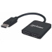 Manhattan Hub, MST hub DisplayPort na duálny HDMI (M/F), čierny