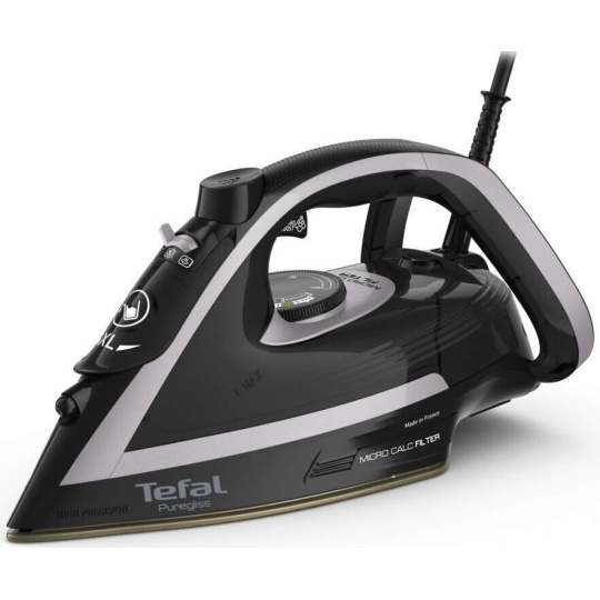 Tefal FV8062E0 Puregliss napařovací žehlička, 3000 W, Anti-drip, automatické vypnutí, kropení, stříbrná / černá